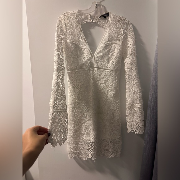 The Vintage Shop White Lace Long Sleeve Dress - Picture 1 of 5
